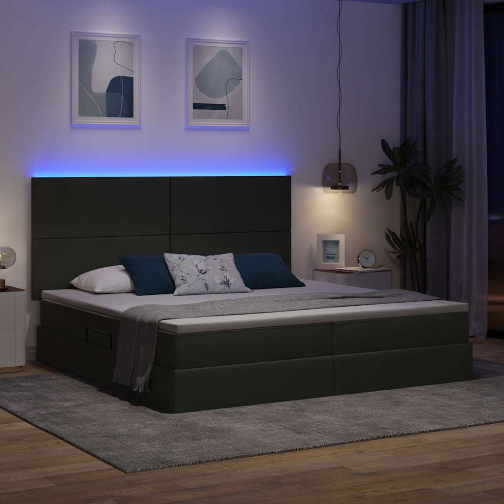 Opbergbed met LED met matras Donkergrijs 200 x 200 cm Polyester is nu te koop bij PeponiXL, paradijselijk wonen!