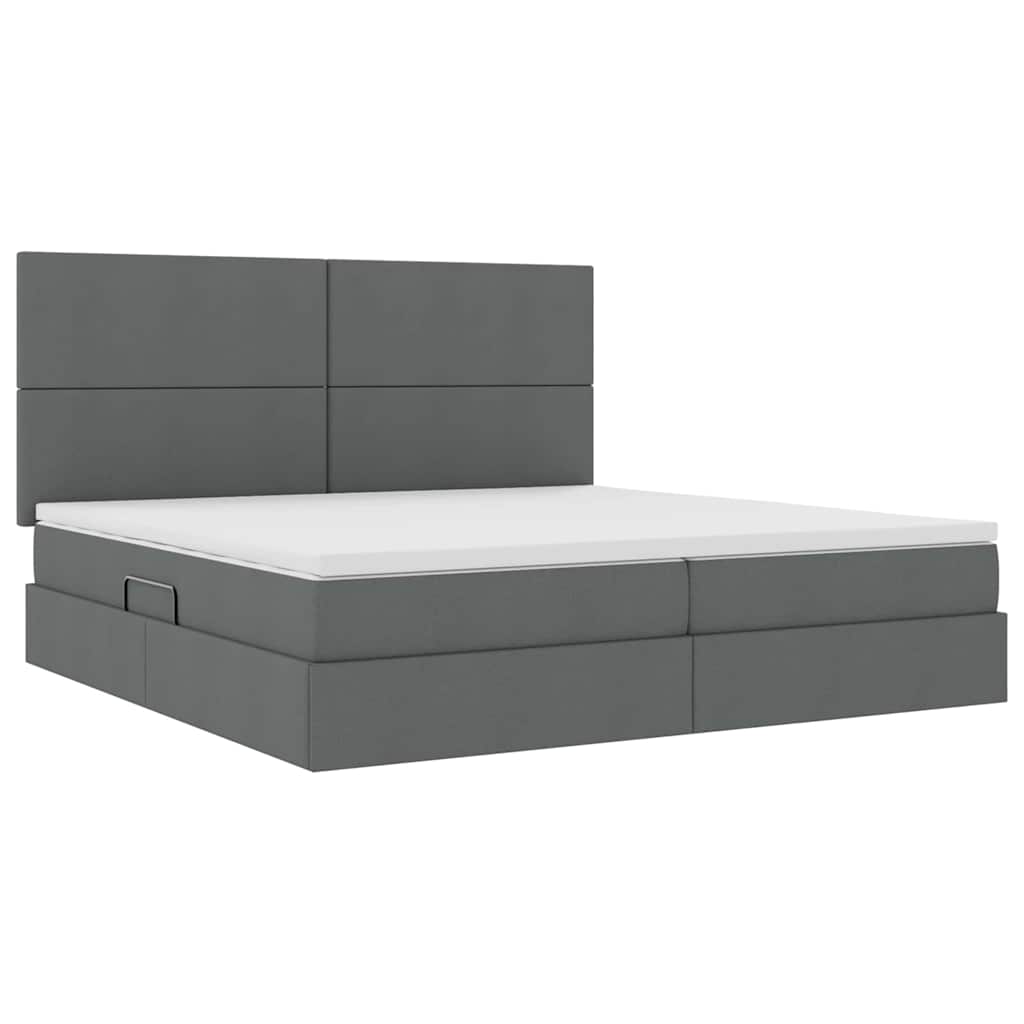 Opbergbed met LED met matras Donkergrijs 200 x 200 cm Polyester is nu te koop bij PeponiXL, paradijselijk wonen!