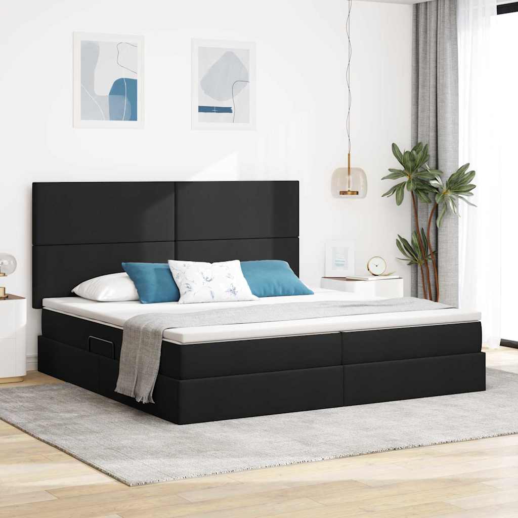 Opbergbed met LED met matras Zwart 200 x 200 cm Polyester is nu te koop bij PeponiXL, paradijselijk wonen!