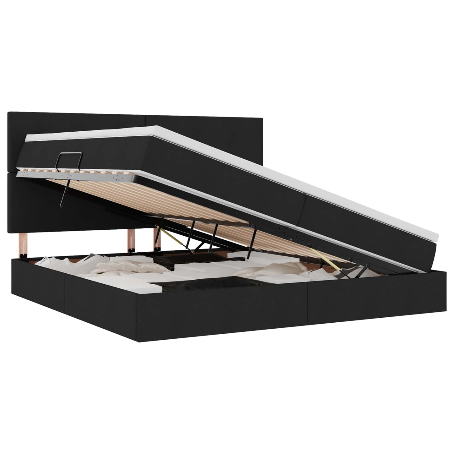 Opbergbed met LED met matras Zwart 200 x 200 cm Polyester is nu te koop bij PeponiXL, paradijselijk wonen!
