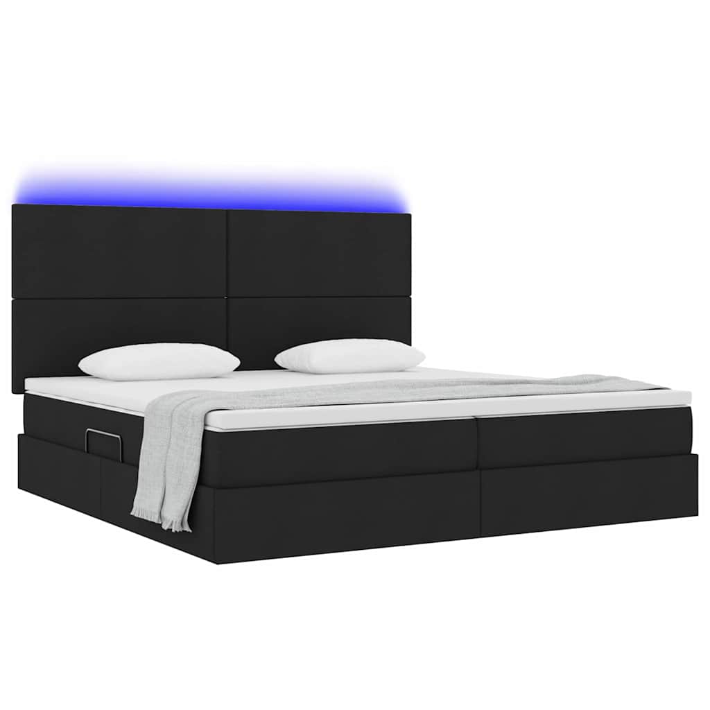 Opbergbed met LED met matras Zwart 200 x 200 cm Polyester is nu te koop bij PeponiXL, paradijselijk wonen!