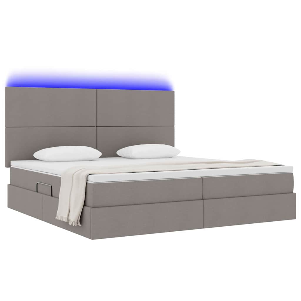 Opbergbed met LED met matras Taupe 200 x 200 cm Polyester is nu te koop bij PeponiXL, paradijselijk wonen!