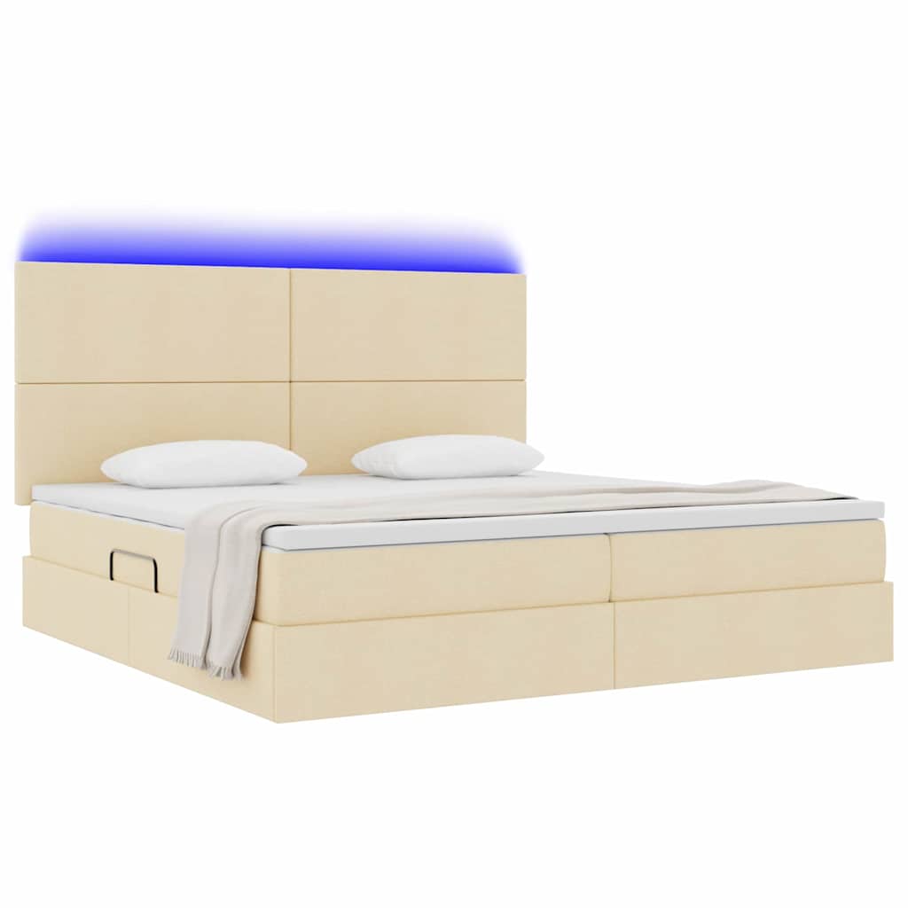 Opbergbed met LED met matras Crème 200 x 200 cm Polyester is nu te koop bij PeponiXL, paradijselijk wonen!
