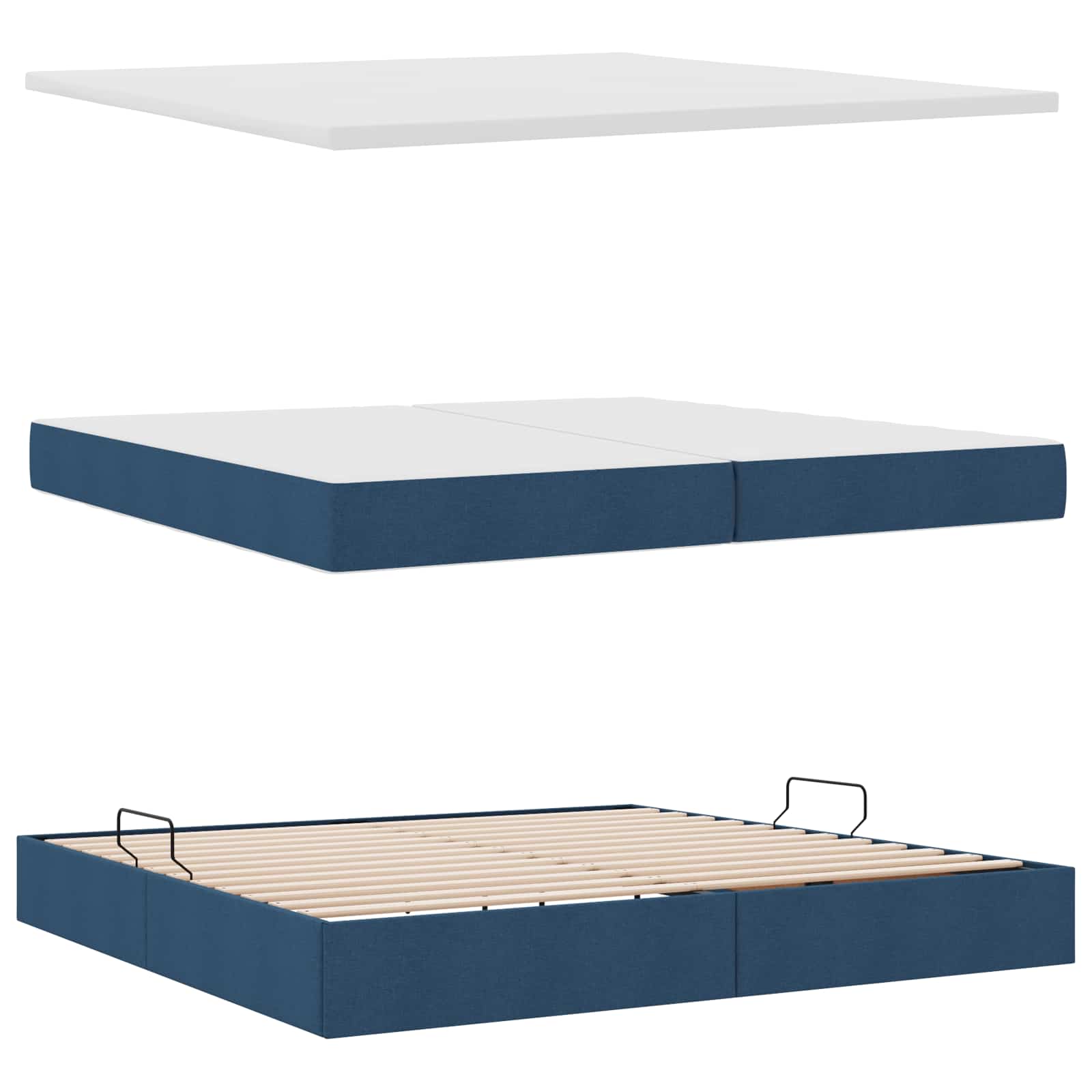 Opbergbed met LED met matras Blauw 200 x 200 cm Polyester is nu te koop bij PeponiXL, paradijselijk wonen!