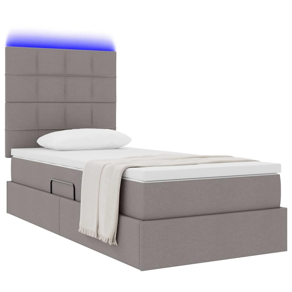 Opbergbed met LED met matras Taupe 90 x 190 cm Polyester is nu te koop bij PeponiXL, paradijselijk wonen!