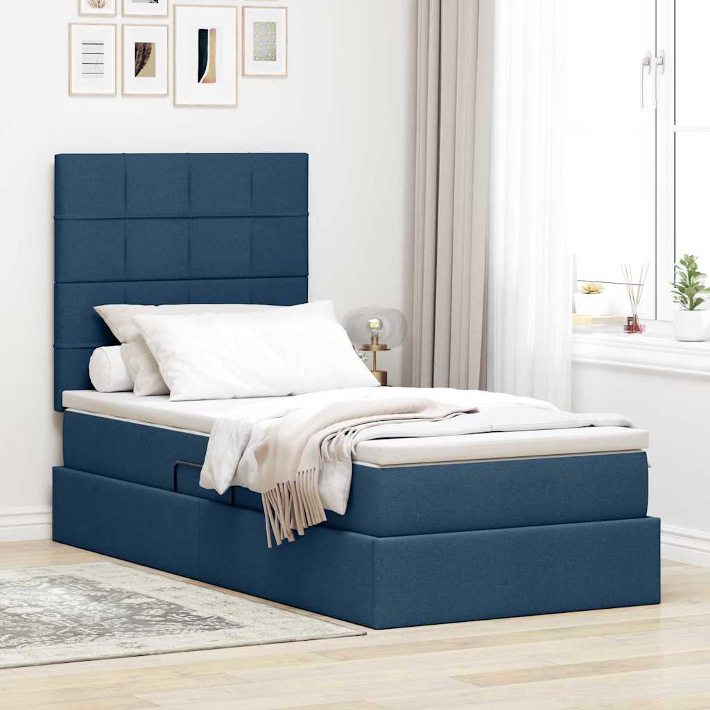 Opbergbed met LED met matras Blauw 90 x 190 cm Polyester is nu te koop bij PeponiXL, paradijselijk wonen!