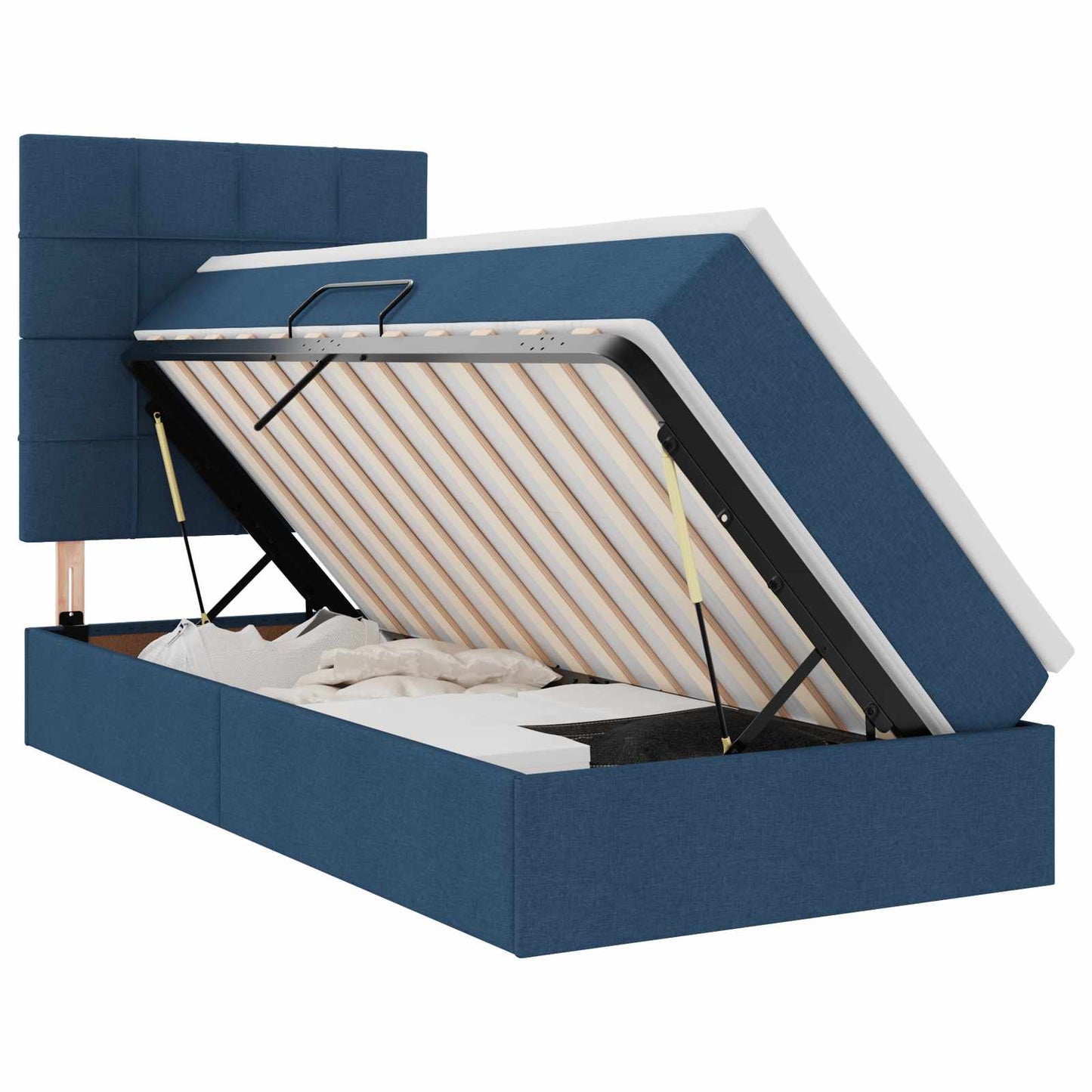 Opbergbed met LED met matras Blauw 90 x 190 cm Polyester is nu te koop bij PeponiXL, paradijselijk wonen!