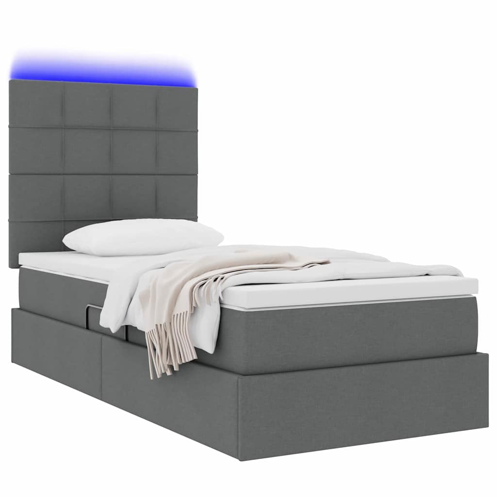 Opbergbed met LED met matras Donkergrijs 90 x 200 cm Polyester is nu te koop bij PeponiXL, paradijselijk wonen!