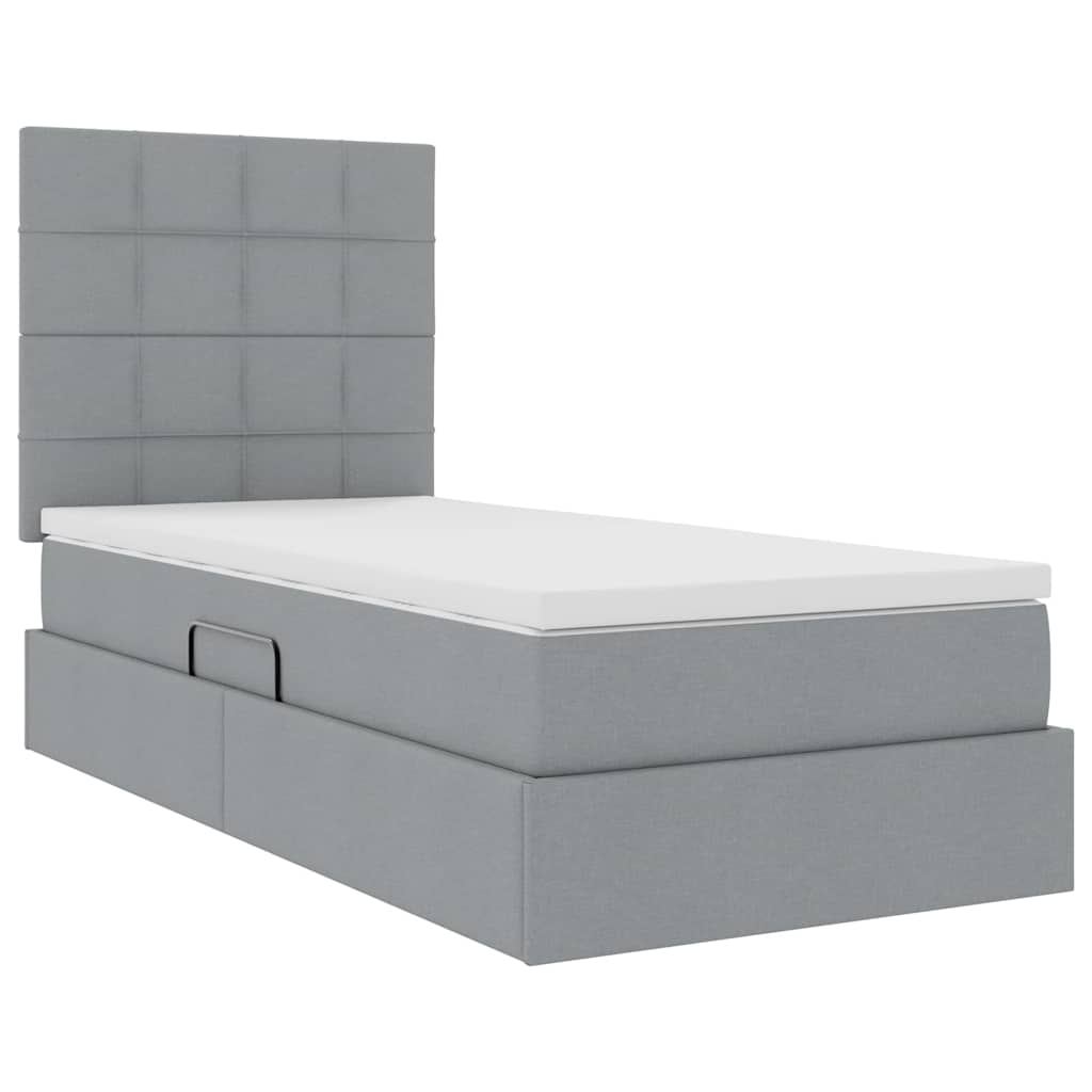 Opbergbed met LED met matras Lichtgrijs 100 x 200 cm Polyester is nu te koop bij PeponiXL, paradijselijk wonen!