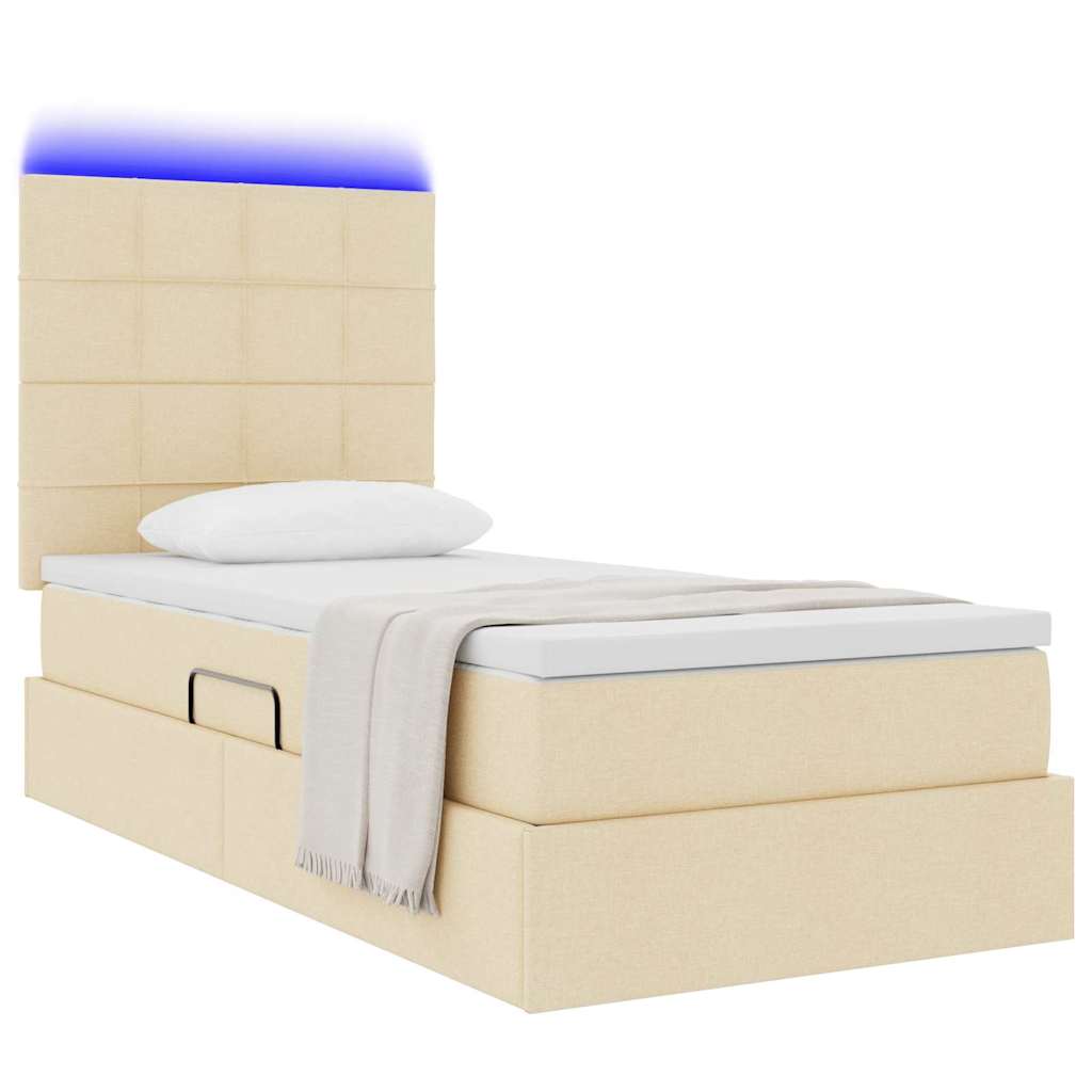 Opbergbed met LED met matras Crème 100 x 200 cm Polyester is nu te koop bij PeponiXL, paradijselijk wonen!