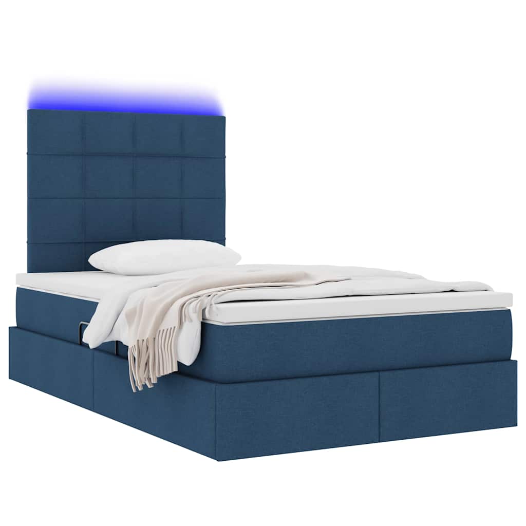 Opbergbed met LED met matras Blauw 120 x 190 cm Polyester is nu te koop bij PeponiXL, paradijselijk wonen!