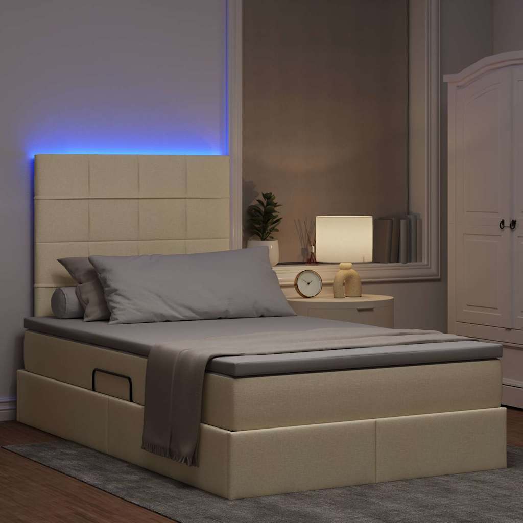 Opbergbed met LED met matras Crème 120 x 200 cm Polyester is nu te koop bij PeponiXL, paradijselijk wonen!