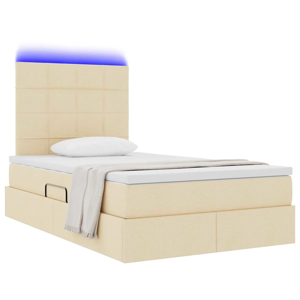 Opbergbed met LED met matras Crème 120 x 200 cm Polyester is nu te koop bij PeponiXL, paradijselijk wonen!
