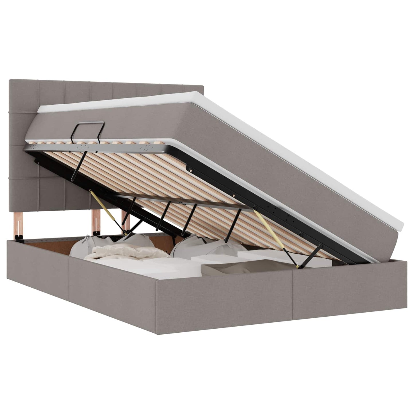 Opbergbed met LED met matras Taupe 140 x 190 cm Polyester is nu te koop bij PeponiXL, paradijselijk wonen!