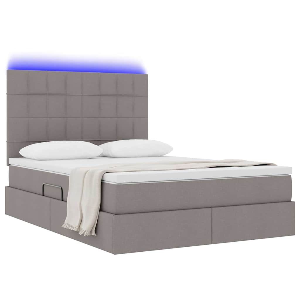 Opbergbed met LED met matras Taupe 140 x 190 cm Polyester is nu te koop bij PeponiXL, paradijselijk wonen!
