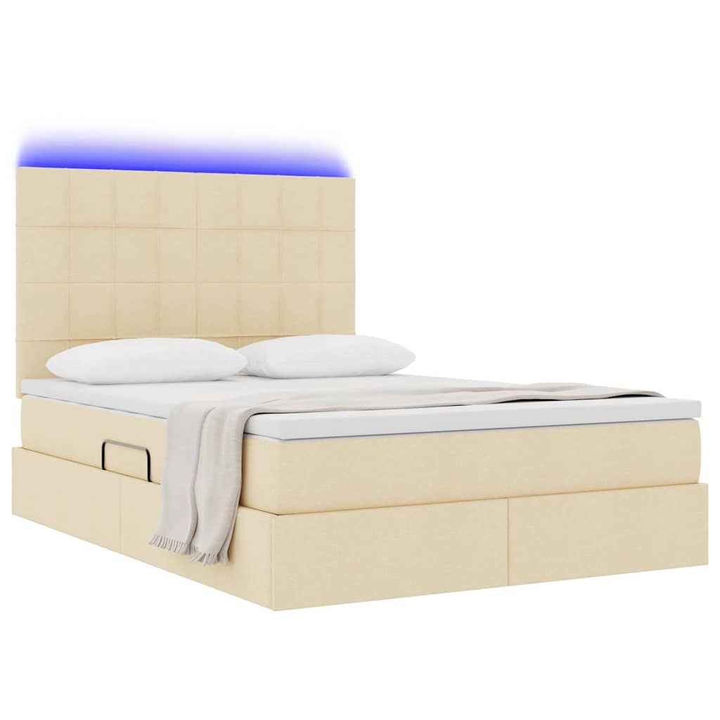 Opbergbed met LED met matras Crème 140 x 190 cm Polyester is nu te koop bij PeponiXL, paradijselijk wonen!