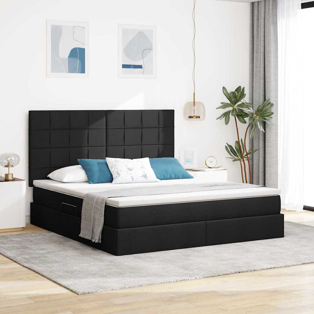 Opbergbed met LED met matras Zwart 160 x 200 cm Polyester is nu te koop bij PeponiXL, paradijselijk wonen!