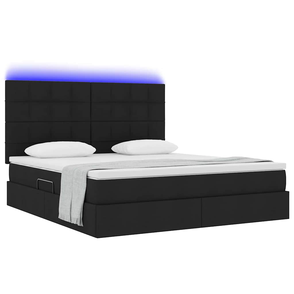 Opbergbed met LED met matras Zwart 160 x 200 cm Polyester is nu te koop bij PeponiXL, paradijselijk wonen!
