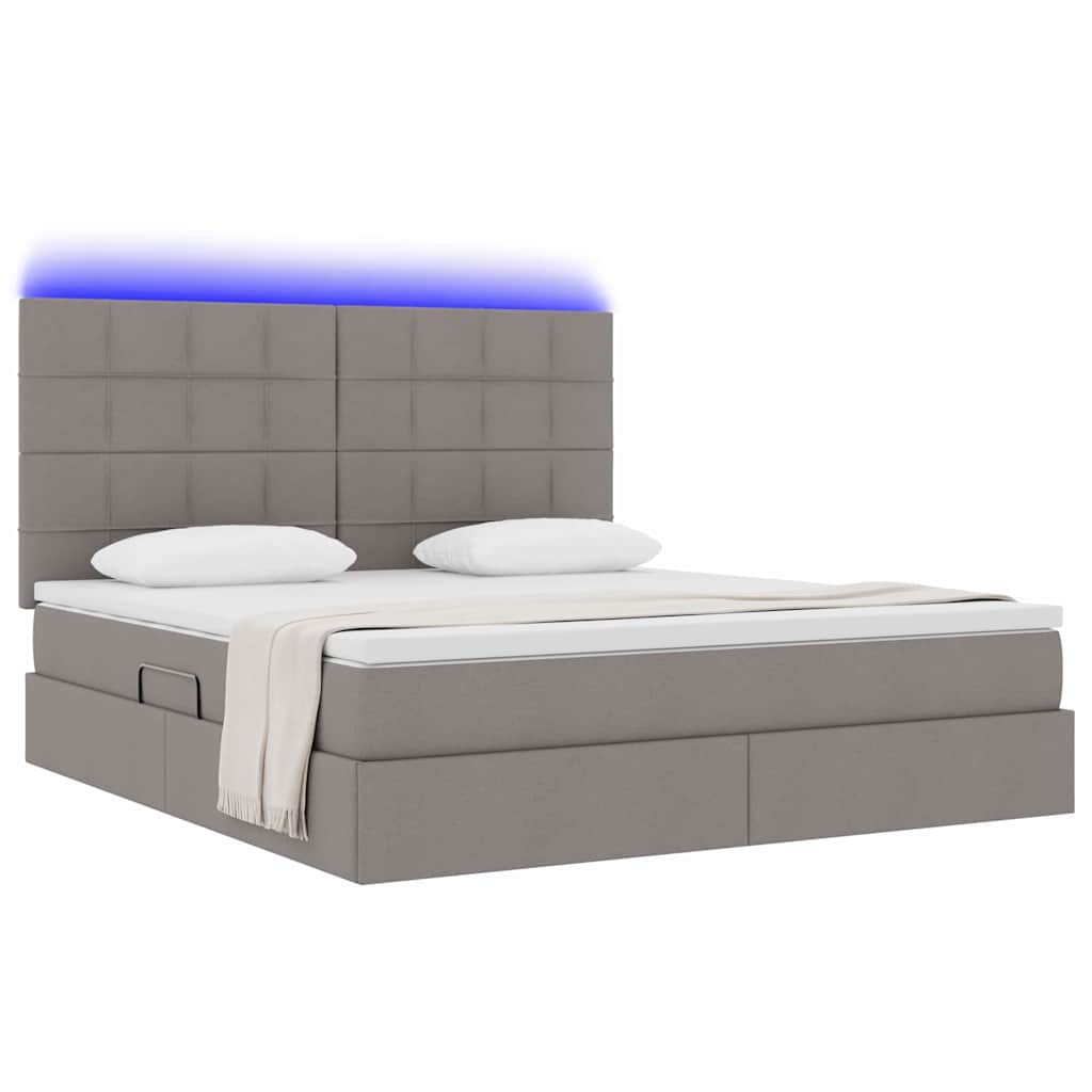 Opbergbed met LED met matras Taupe 160 x 200 cm Polyester is nu te koop bij PeponiXL, paradijselijk wonen!