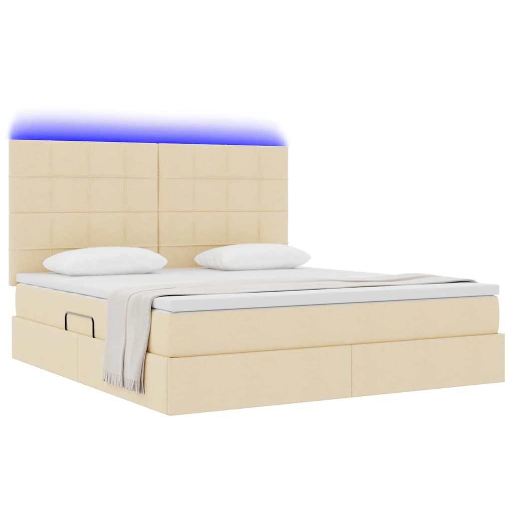 Opbergbed met LED met matras Crème 160 x 200 cm Polyester is nu te koop bij PeponiXL, paradijselijk wonen!