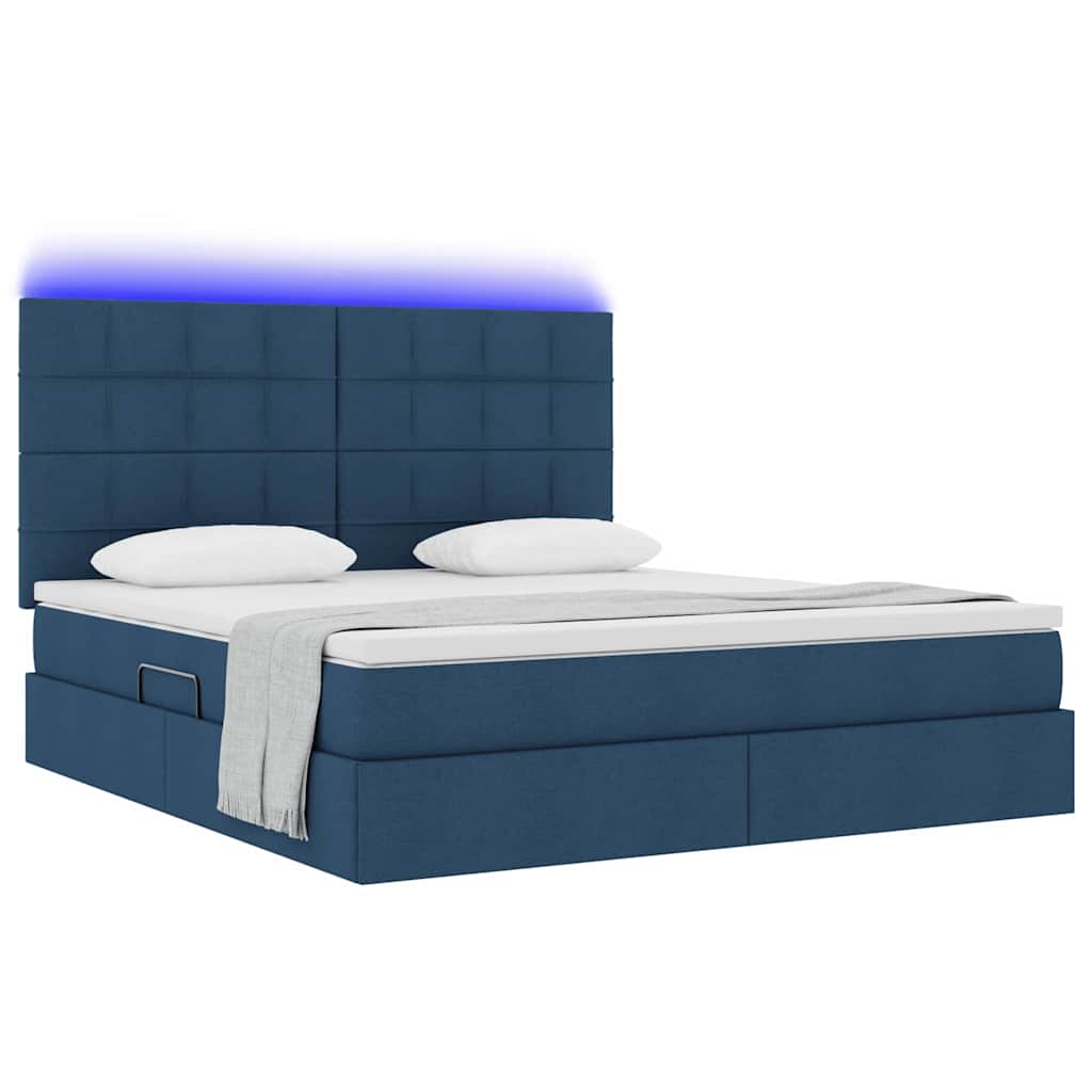 Opbergbed met LED met matras Blauw 180 x 200 cm Polyester is nu te koop bij PeponiXL, paradijselijk wonen!