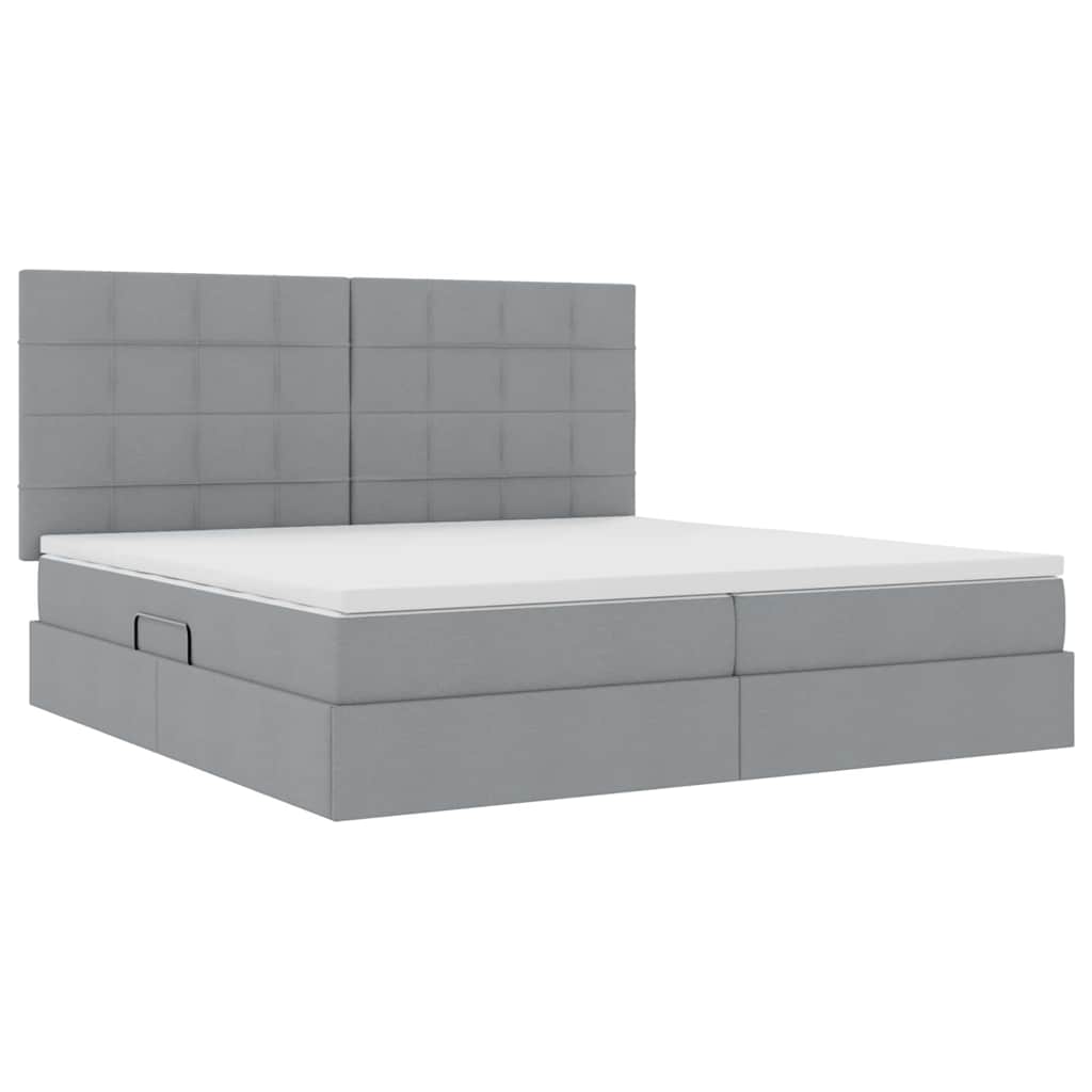 Opbergbed met LED met matras Lichtgrijs 200 x 200 cm Polyester is nu te koop bij PeponiXL, paradijselijk wonen!