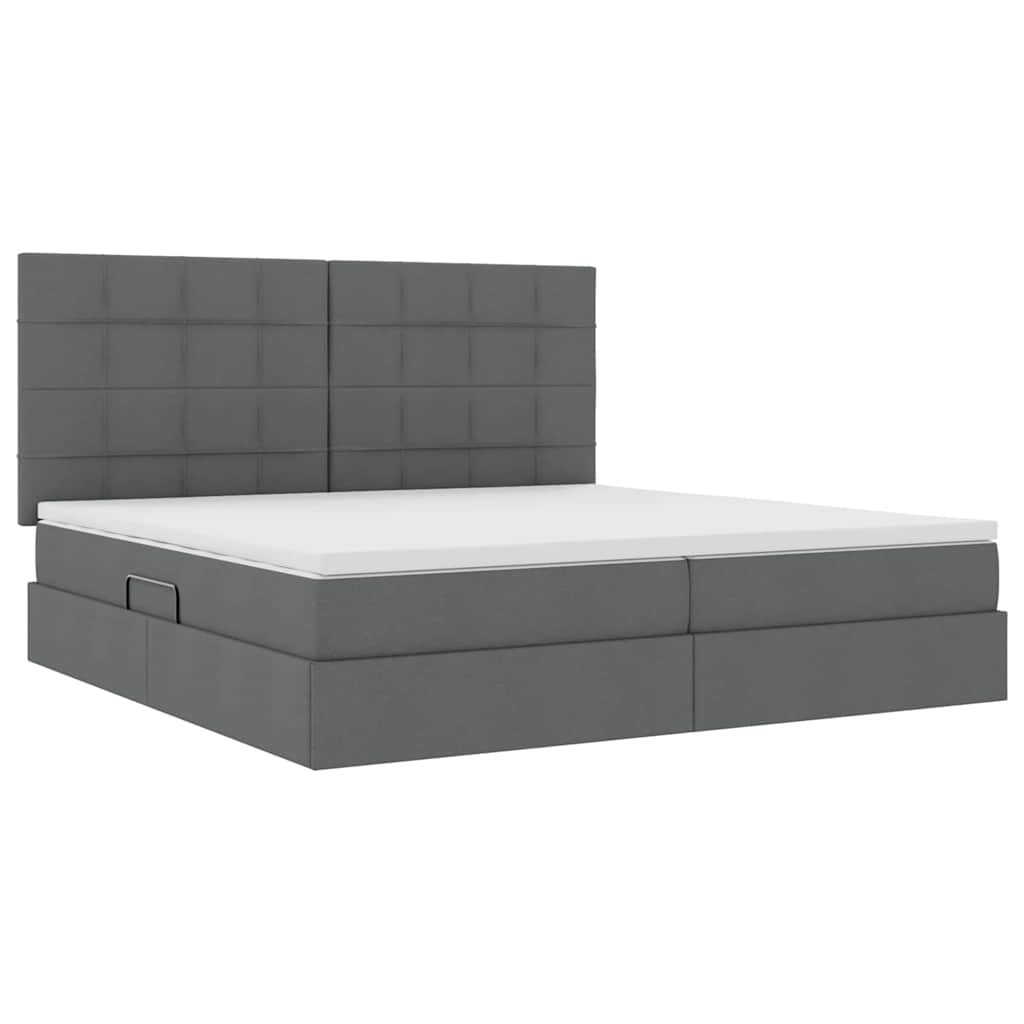 Opbergbed met LED met matras Donkergrijs 200 x 200 cm Polyester is nu te koop bij PeponiXL, paradijselijk wonen!