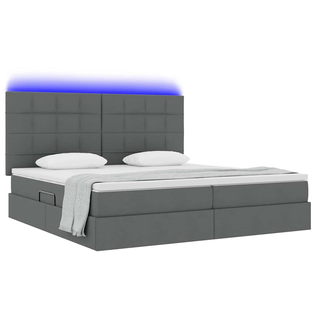 Opbergbed met LED met matras Donkergrijs 200 x 200 cm Polyester is nu te koop bij PeponiXL, paradijselijk wonen!