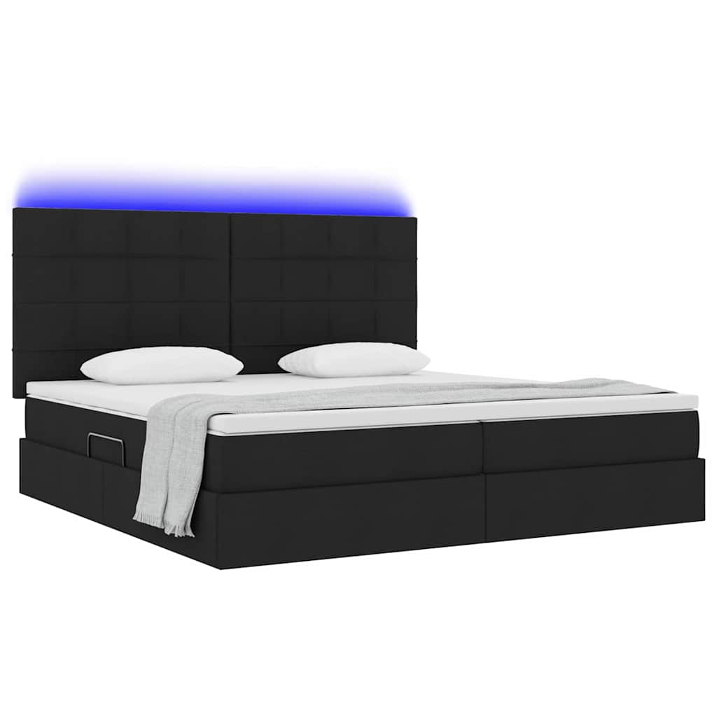 Opbergbed met LED met matras Zwart 200 x 200 cm Polyester is nu te koop bij PeponiXL, paradijselijk wonen!