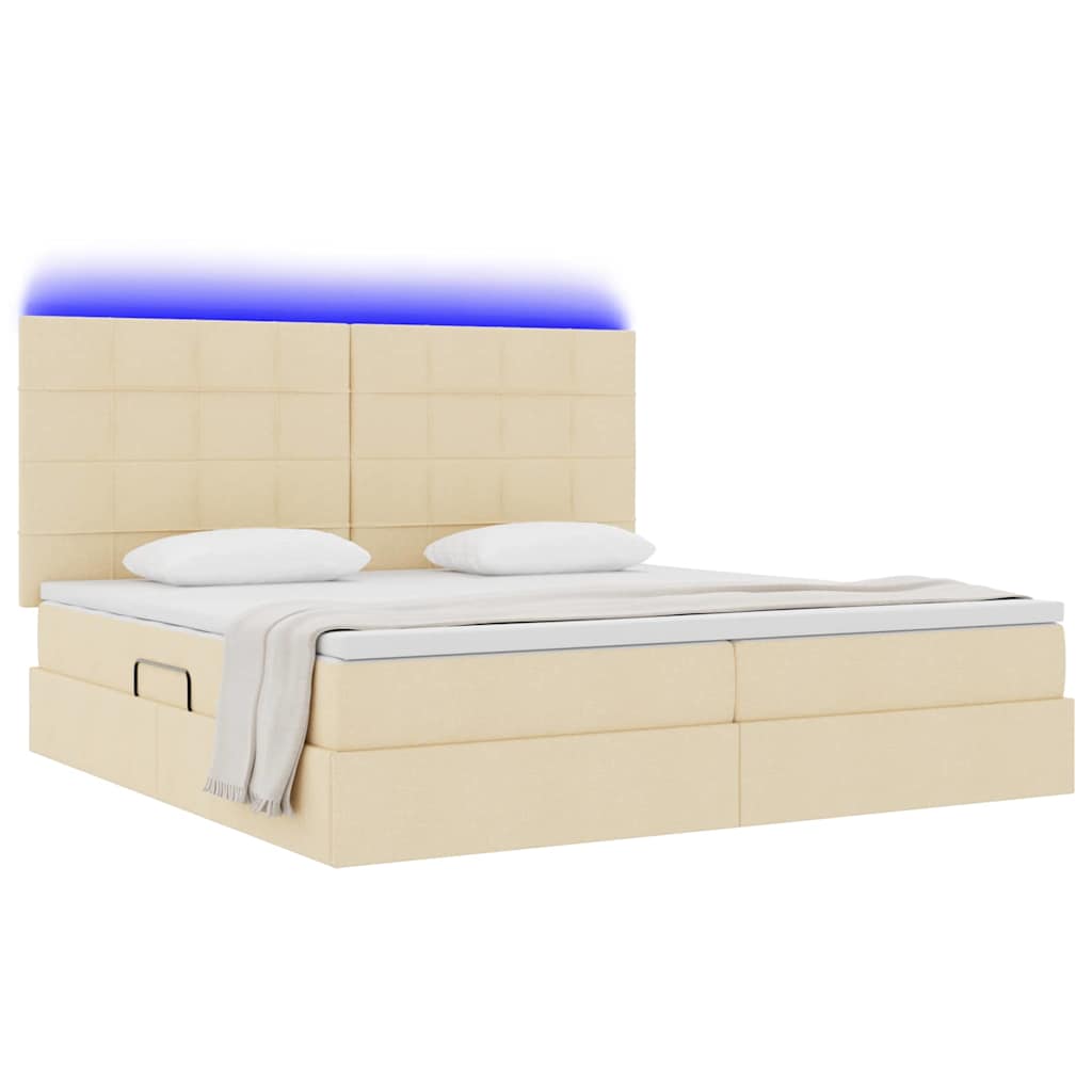Opbergbed met LED met matras Crème 200 x 200 cm Polyester is nu te koop bij PeponiXL, paradijselijk wonen!