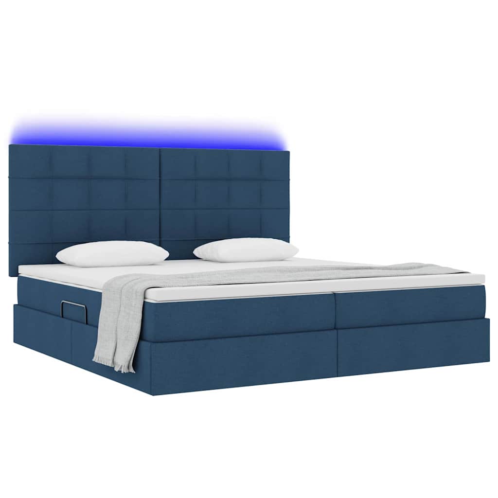 Opbergbed met LED met matras Blauw 200 x 200 cm Polyester is nu te koop bij PeponiXL, paradijselijk wonen!