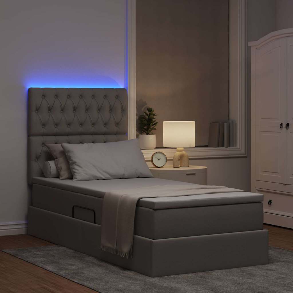Opbergbed met LED met matras Taupe 90 x 190 cm Polyester is nu te koop bij PeponiXL, paradijselijk wonen!