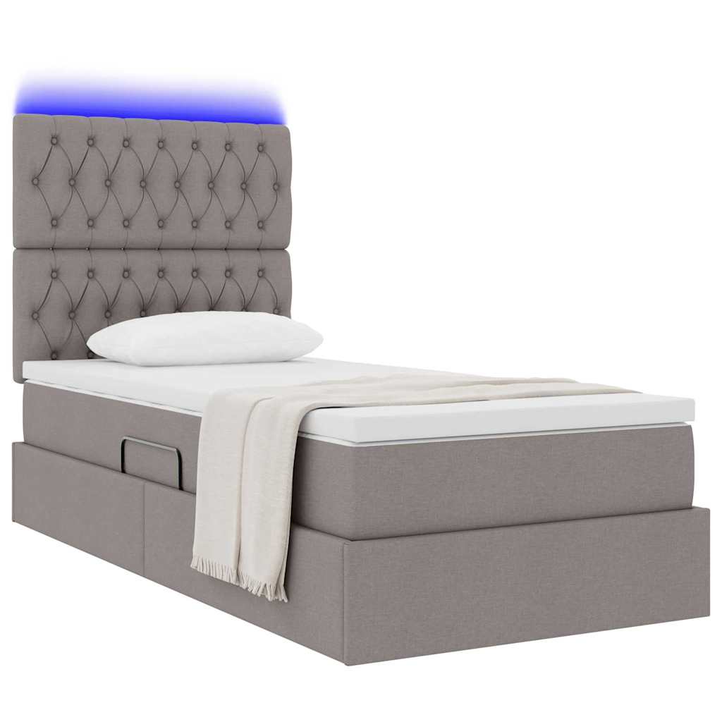 Opbergbed met LED met matras Taupe 90 x 190 cm Polyester is nu te koop bij PeponiXL, paradijselijk wonen!