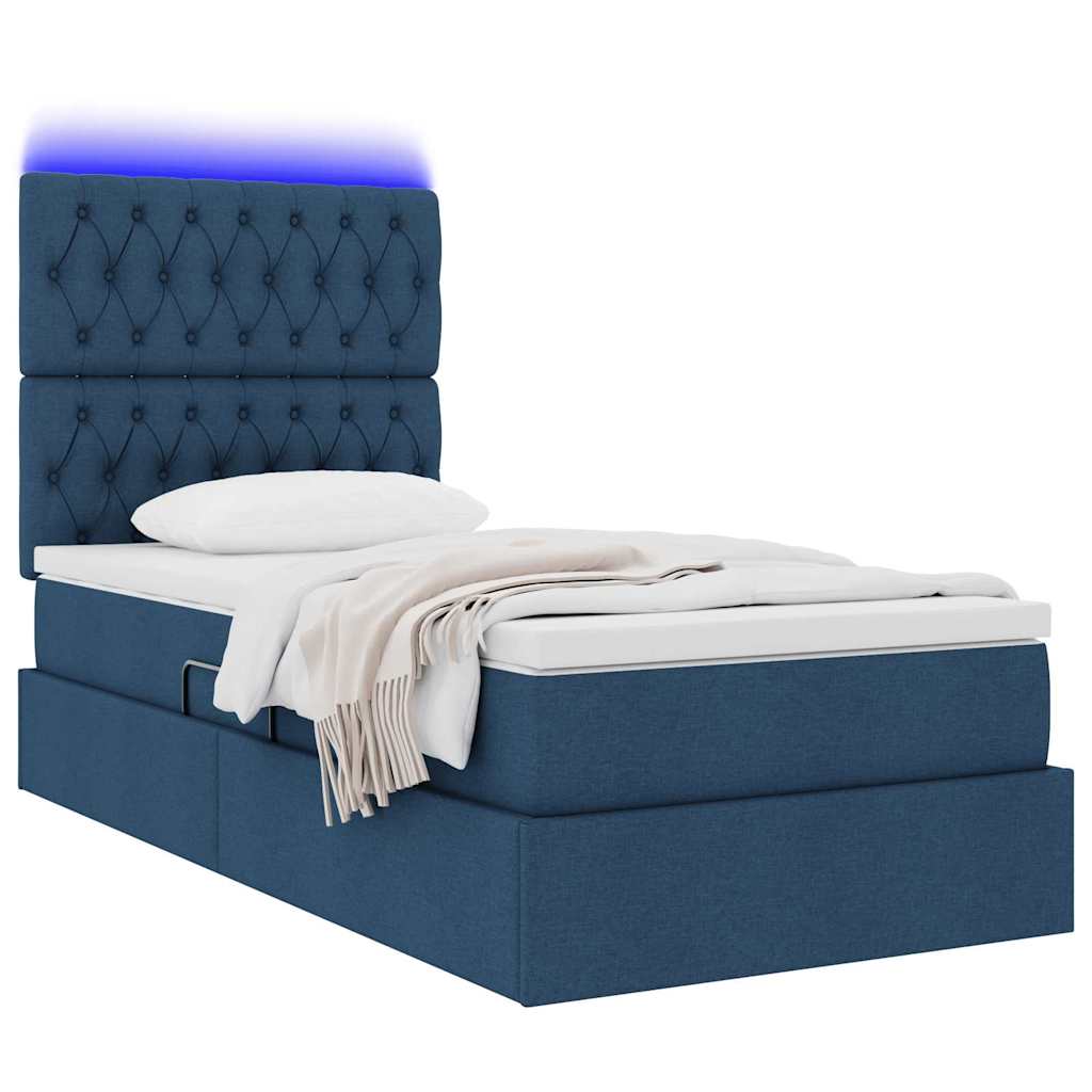 Opbergbed met LED met matras Blauw 90 x 190 cm Polyester is nu te koop bij PeponiXL, paradijselijk wonen!