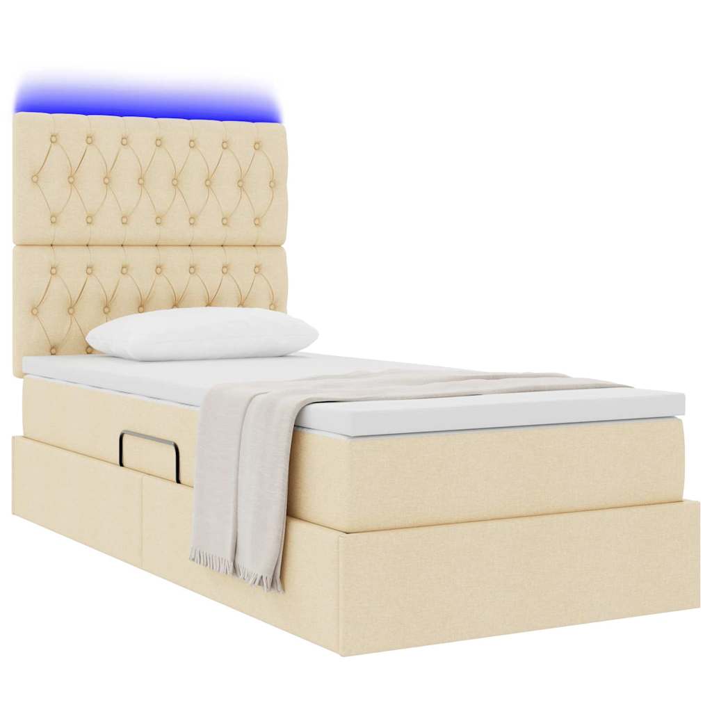 Opbergbed met LED met matras Crème 100 x 200 cm Polyester is nu te koop bij PeponiXL, paradijselijk wonen!