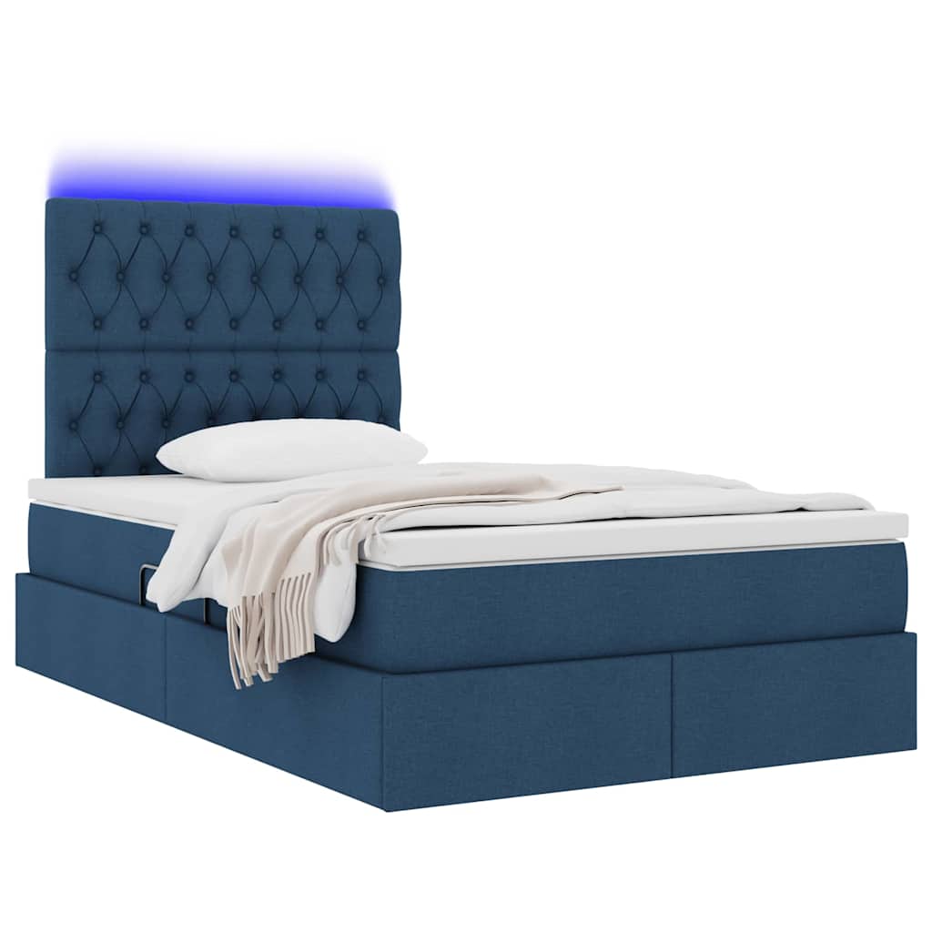 Opbergbed met LED met matras Blauw 120 x 190 cm Polyester is nu te koop bij PeponiXL, paradijselijk wonen!