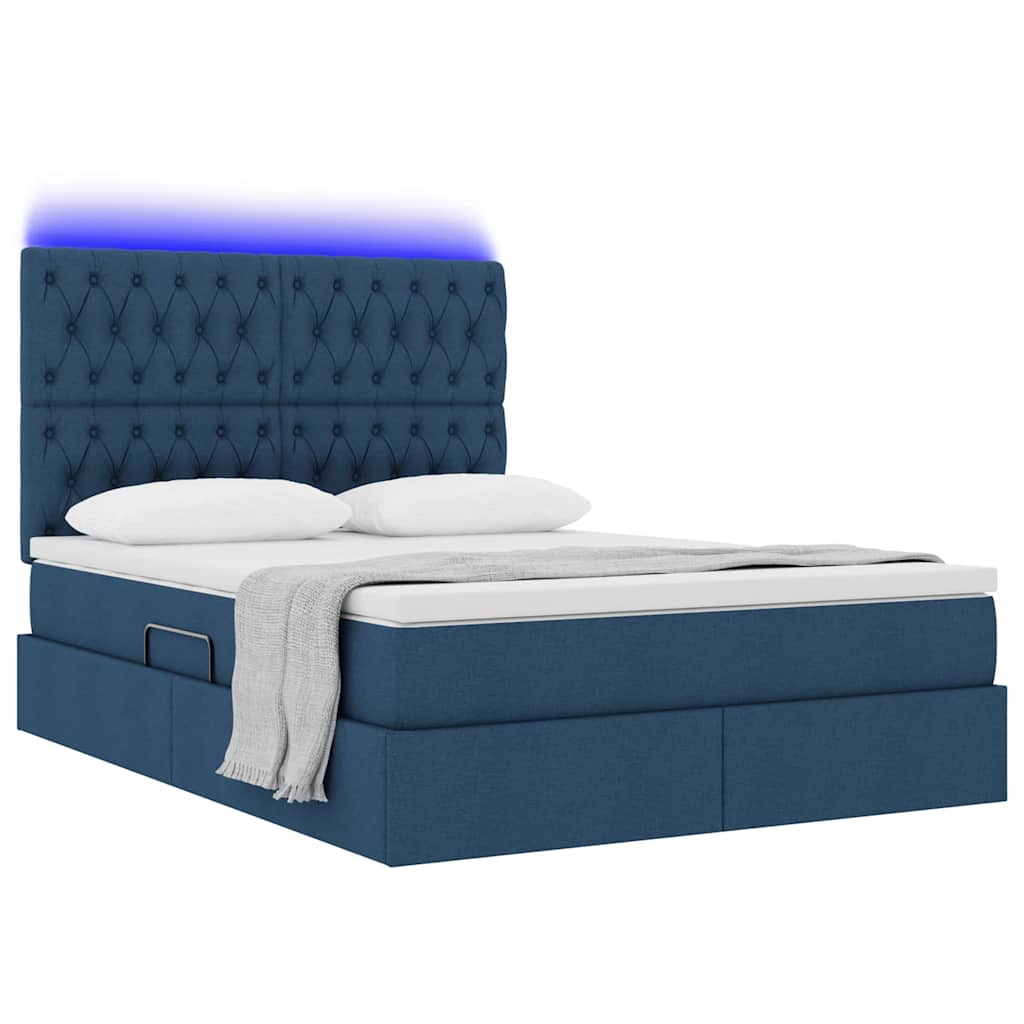 Opbergbed met LED met matras Blauw 140 x 200 cm Polyester is nu te koop bij PeponiXL, paradijselijk wonen!