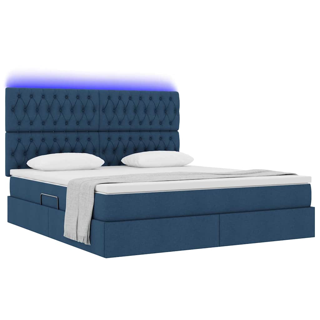 Opbergbed met LED met matras Blauw 180 x 200 cm Polyester is nu te koop bij PeponiXL, paradijselijk wonen!