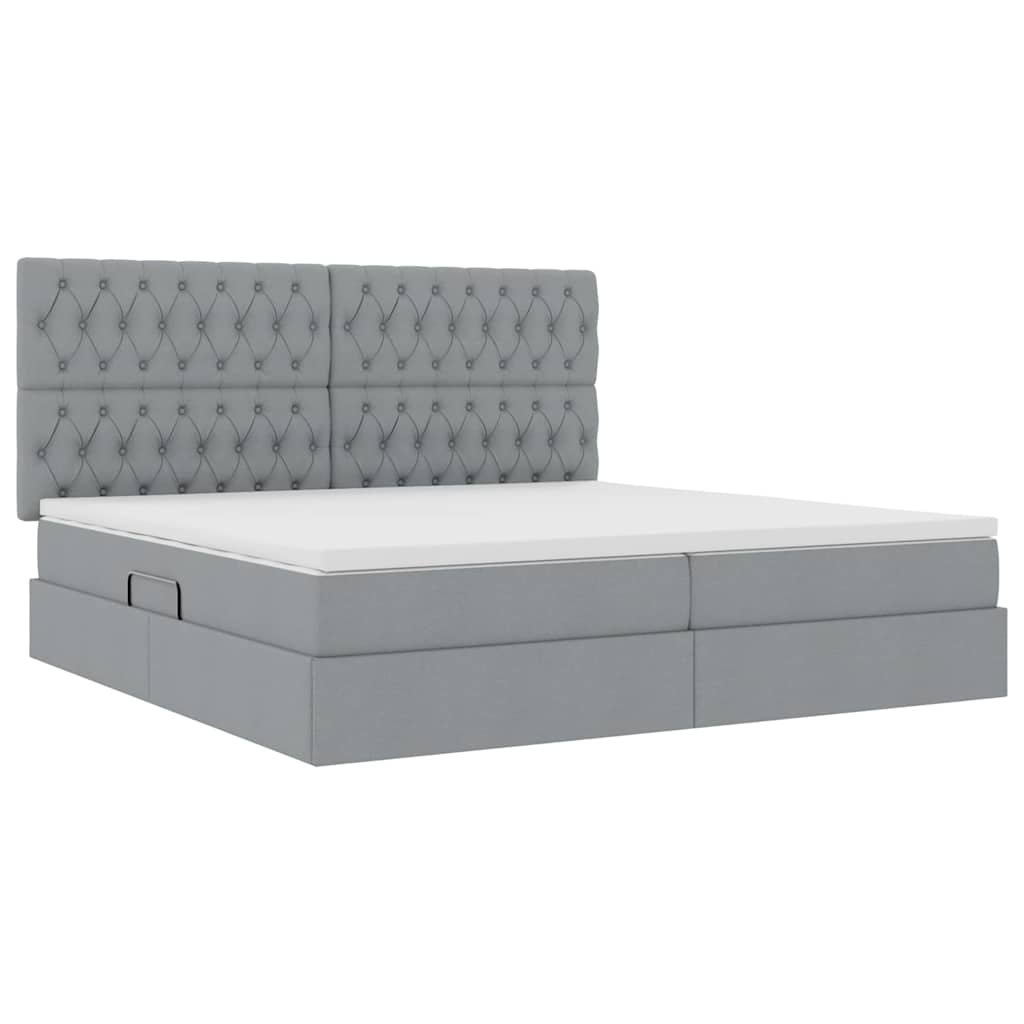Opbergbed met LED met matras Lichtgrijs 200 x 200 cm Polyester is nu te koop bij PeponiXL, paradijselijk wonen!