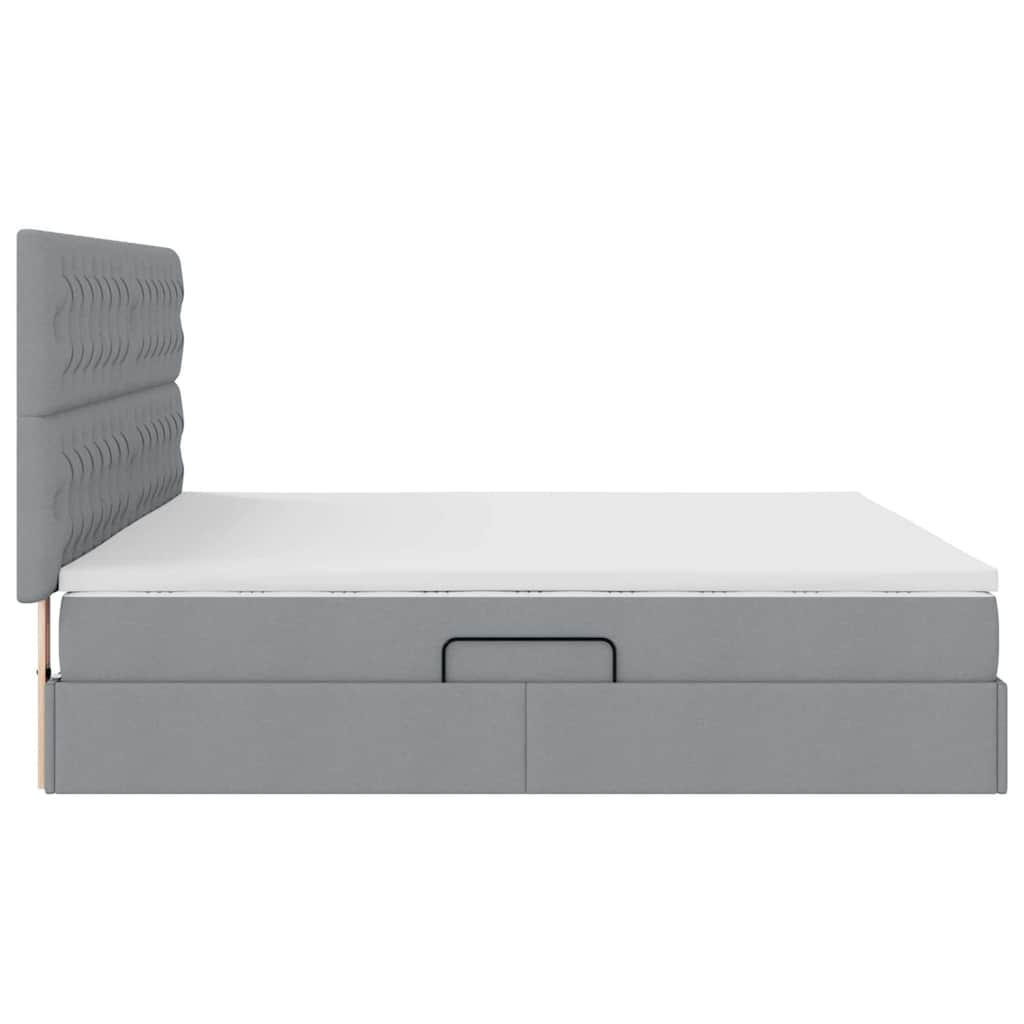 Opbergbed met LED met matras Lichtgrijs 200 x 200 cm Polyester is nu te koop bij PeponiXL, paradijselijk wonen!