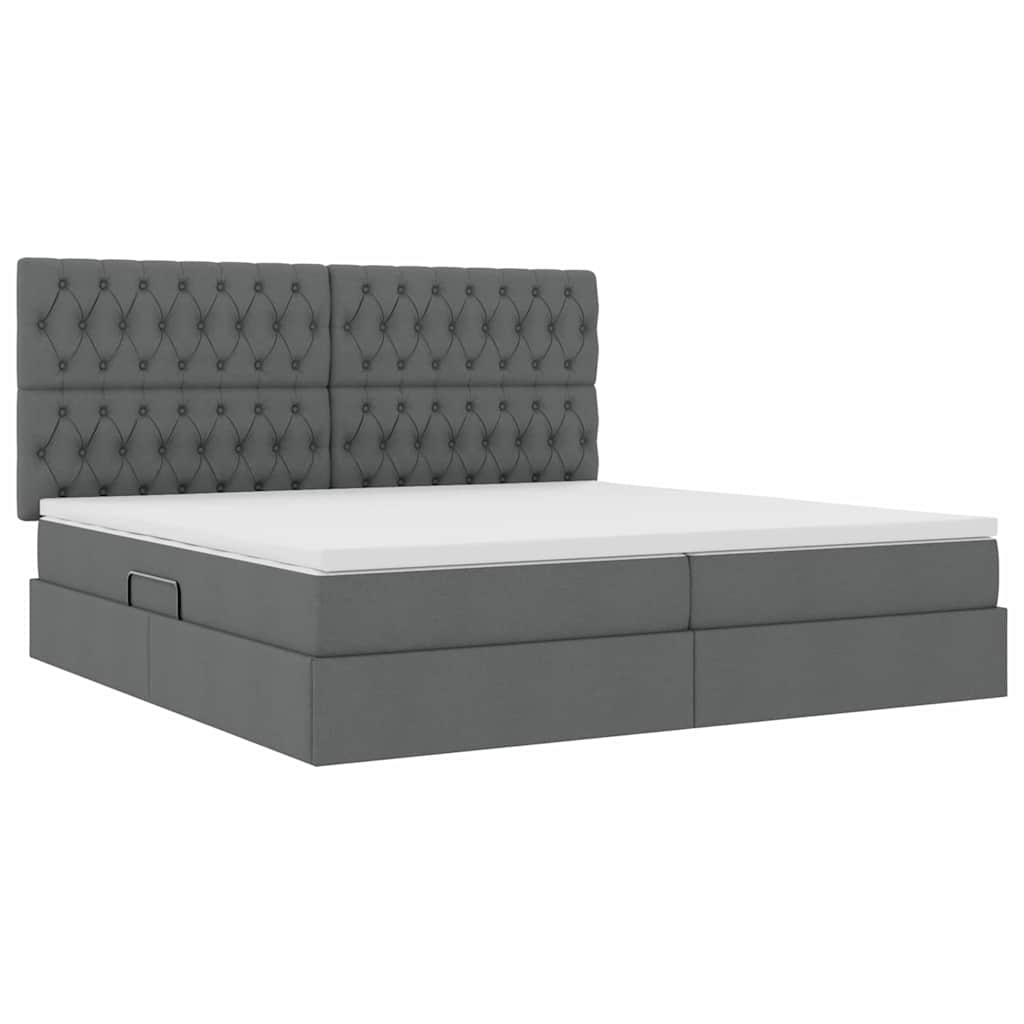 Opbergbed met LED met matras Donkergrijs 200 x 200 cm Polyester is nu te koop bij PeponiXL, paradijselijk wonen!