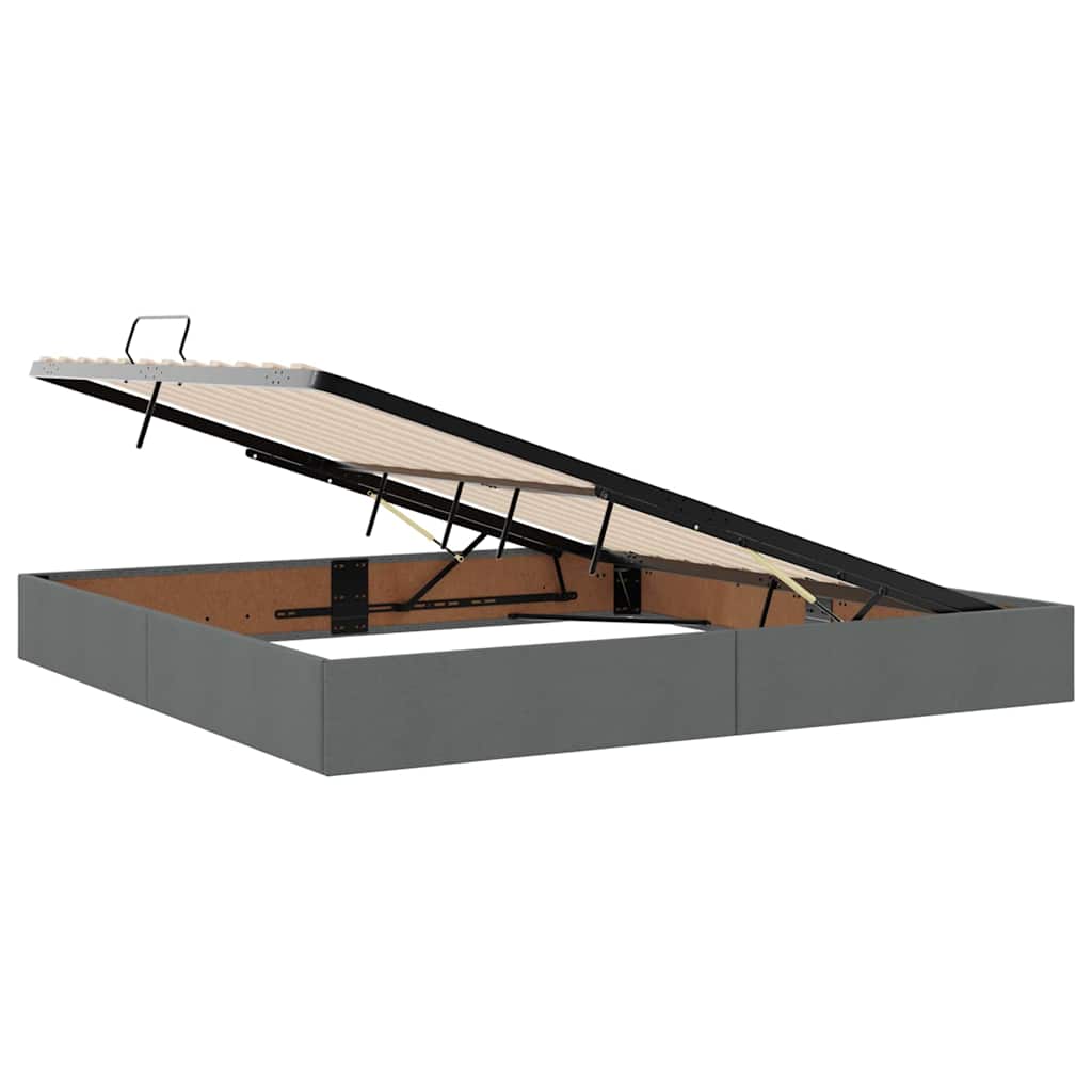 Opbergbed met LED met matras Donkergrijs 200 x 200 cm Polyester is nu te koop bij PeponiXL, paradijselijk wonen!