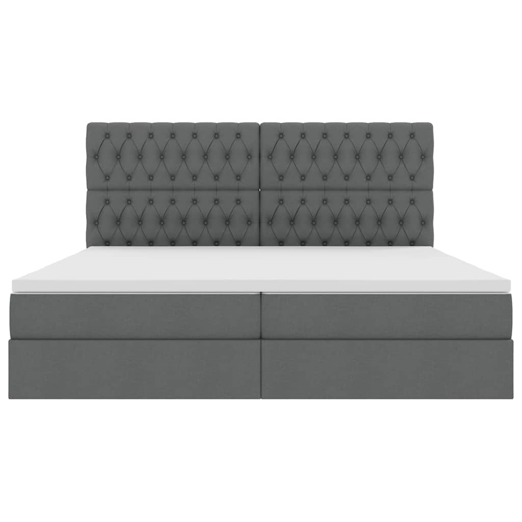 Opbergbed met LED met matras Donkergrijs 200 x 200 cm Polyester is nu te koop bij PeponiXL, paradijselijk wonen!
