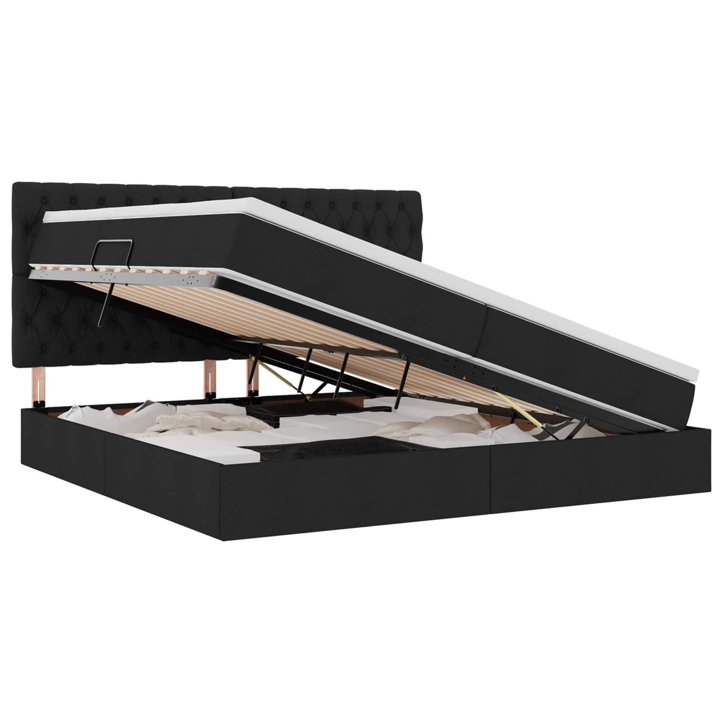Opbergbed met LED met matras Zwart 200 x 200 cm Polyester is nu te koop bij PeponiXL, paradijselijk wonen!