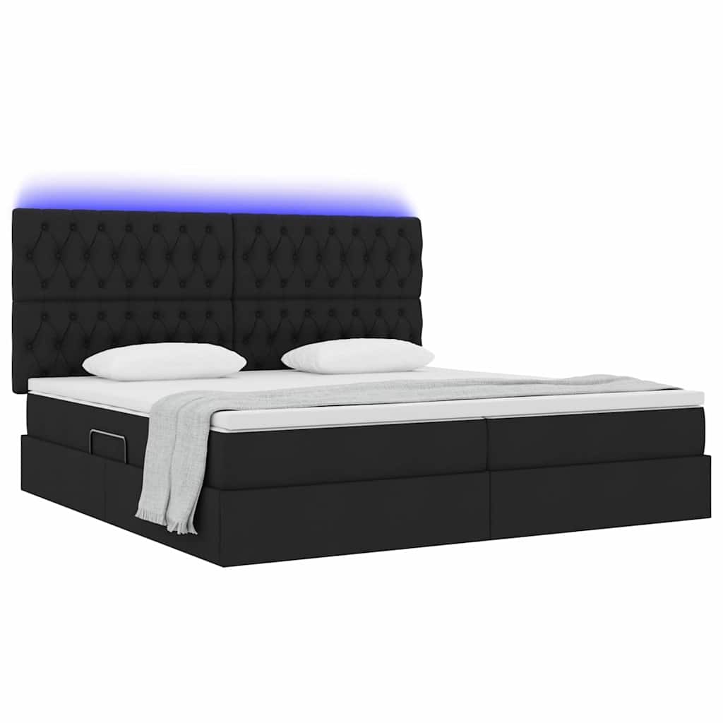 Opbergbed met LED met matras Zwart 200 x 200 cm Polyester is nu te koop bij PeponiXL, paradijselijk wonen!