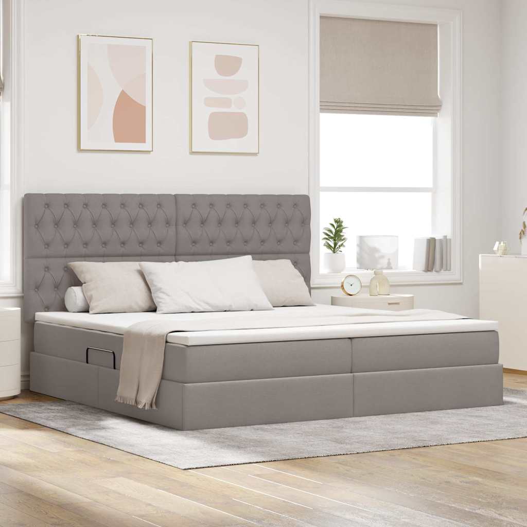 Opbergbed met LED met matras Taupe 200 x 200 cm Polyester is nu te koop bij PeponiXL, paradijselijk wonen!
