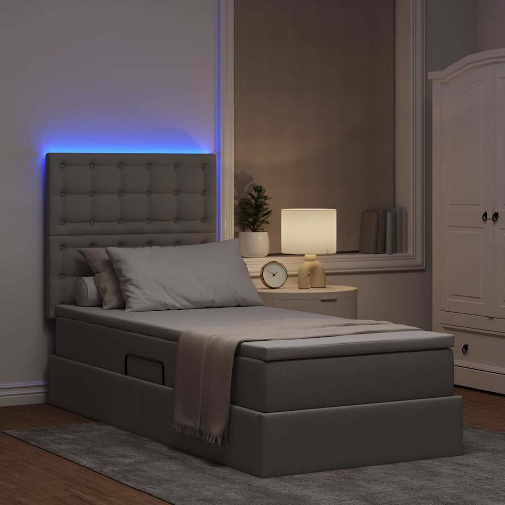 Opbergbed met LED met matras Taupe 90 x 190 cm Polyester is nu te koop bij PeponiXL, paradijselijk wonen!