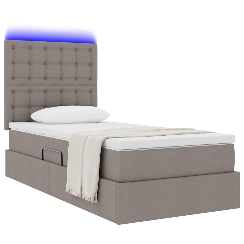 Opbergbed met LED met matras Taupe 90 x 190 cm Polyester is nu te koop bij PeponiXL, paradijselijk wonen!