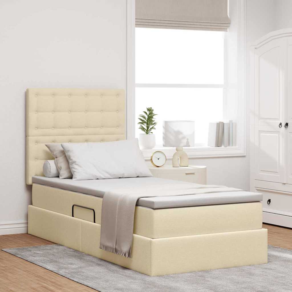 Opbergbed met LED met matras Crème 100 x 200 cm Polyester is nu te koop bij PeponiXL, paradijselijk wonen!