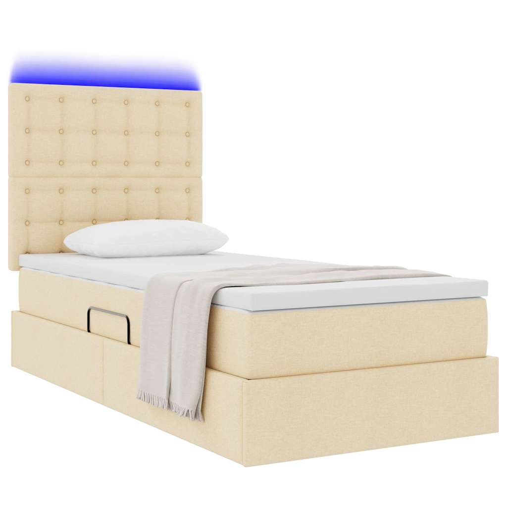 Opbergbed met LED met matras Crème 100 x 200 cm Polyester is nu te koop bij PeponiXL, paradijselijk wonen!